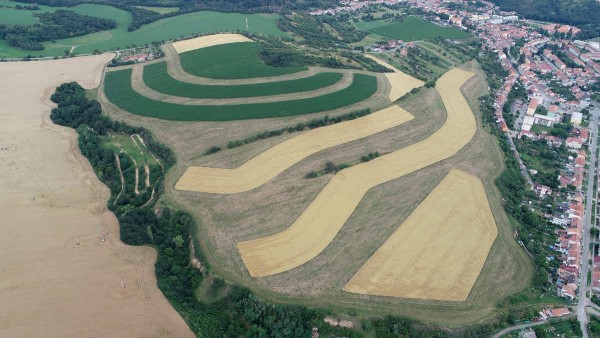 Obr. 6: P&aacute;sov&eacute; stř&iacute;d&aacute;n&iacute; plodin - silně erozně ohrožen&yacute; pozemek