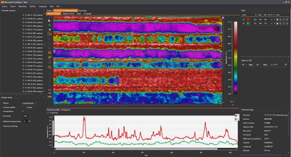 Obr. 10: Termogram zobrazuj&iacute;c&iacute; rozd&iacute;lnou teplotn&iacute; odezvu u&nbsp;zdrav&yacute;ch a&nbsp;BYDV napaden&yacute;ch odrůd p&scaron;enice ozim&eacute; 