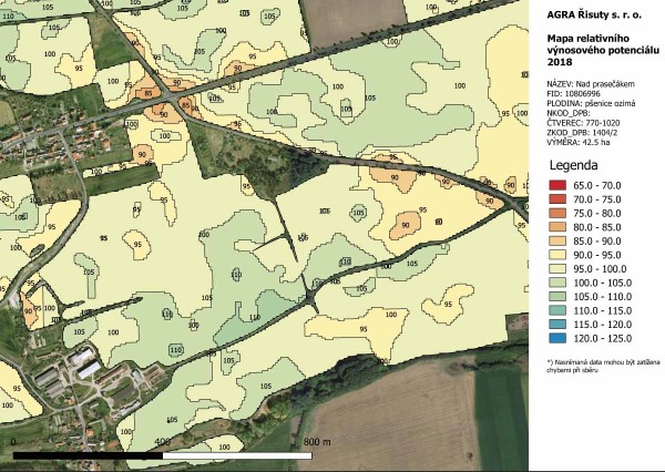 Obr. 2 - Mapa relativn&iacute;ho v&yacute;nosov&eacute;ho potenci&aacute;lu