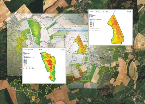 Obr 3: Anal&yacute;za stavu porostu řepky ozim&eacute; a&nbsp;n&aacute;vrhy aplikačn&iacute;ch map pro přihnojen&iacute; dus&iacute;kem