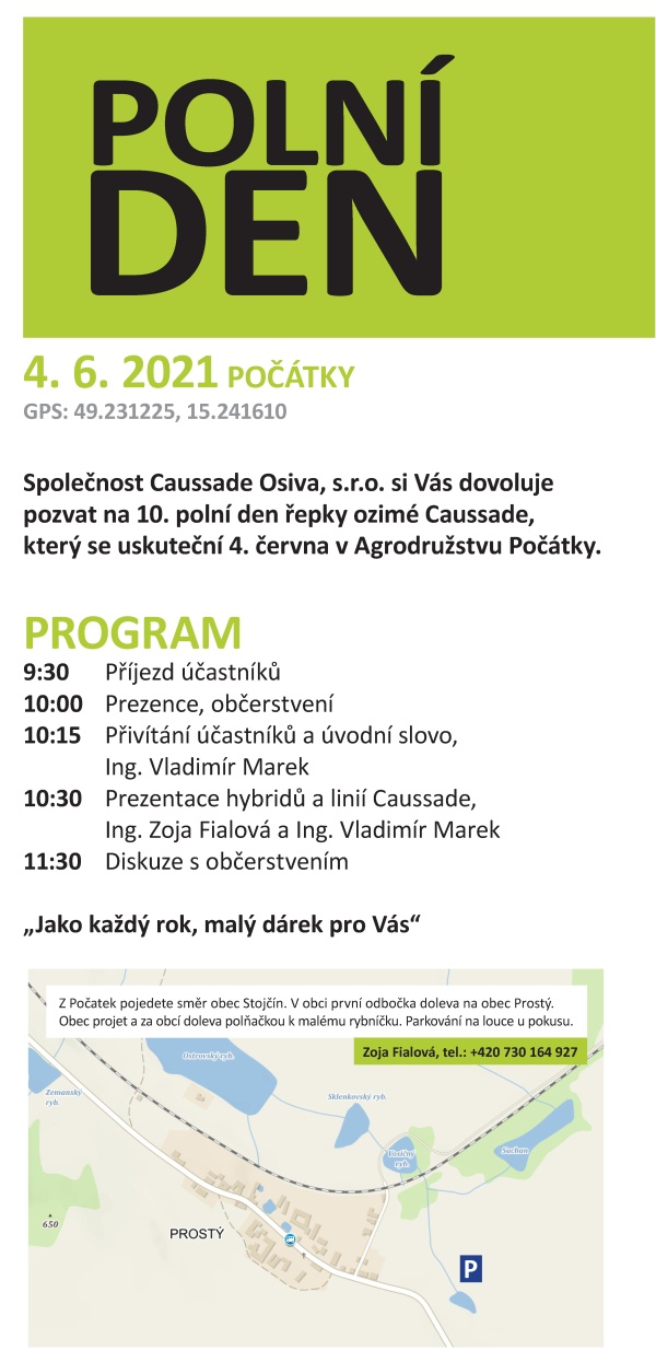 Poln&iacute; den řepka Caussade 2021 Poč&aacute;tky