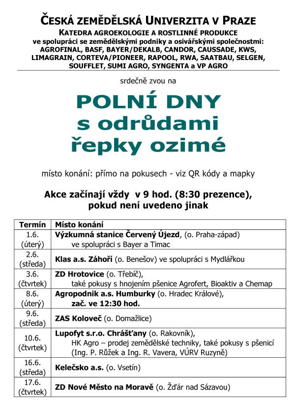 POLN&Iacute; DNY s&nbsp;odrůdami řepky ozim&eacute;