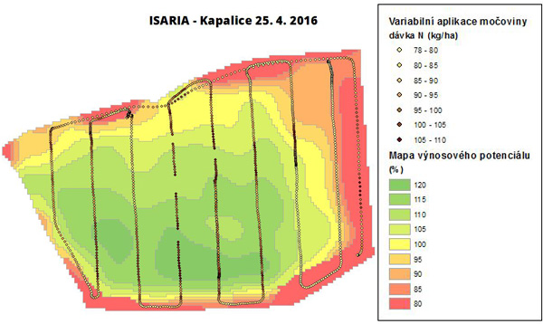 Mapa v&yacute;nosov&eacute;ho potenci&aacute;lu + aplikačn&iacute; mapa - Řisuty