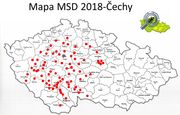 Mapa 1: Pozorovací stanoviště v Čechách - MSDfyto 2018 Mapa 1: Pozorovací stanoviště v Čechách - MSDfyto 2018