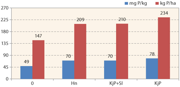 Graf 2: Průměrn&eacute; hodnoty Ppř v&nbsp;mg P/ha a&nbsp;v kg P/ha ze 3 sledů - 27 v&yacute;sledků