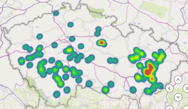 Mapa 2: Napadení řepky ozimé hrabošem polním na jaře 2020 Mapa 2: Napadení řepky ozimé hrabošem polním na jaře 2020