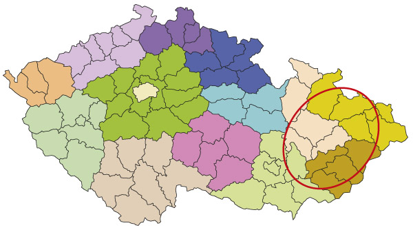 Mapa: Rizikov&eacute; oblasti v&nbsp;ČR na z&aacute;kladě n&aacute;hodn&yacute;ch odběrů