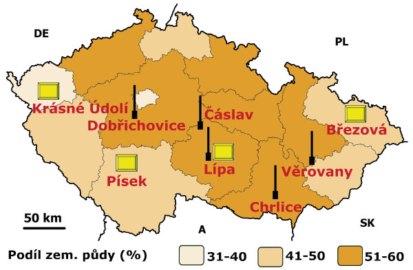 Mapa: Rozložen&iacute; sac&iacute;ch past&iacute; a&nbsp;Lambersov&yacute;ch misek