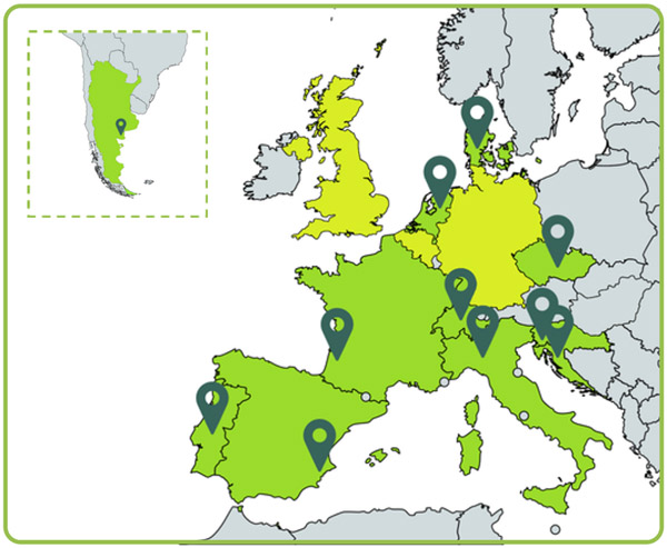 Mapa zem&iacute; zapojen&yacute;ch do projektu SPRINT