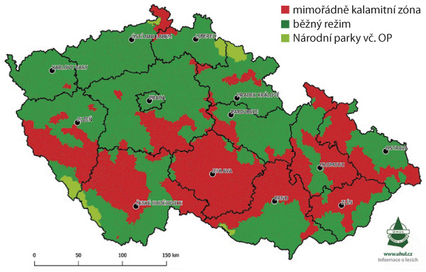 Mapa 1b: Aktualizace rajonizace lesů Mapa 1b: Aktualizace rajonizace lesů