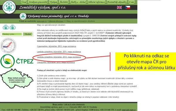 Obr. 2:Po rozkliknut&iacute; odkazu se zobraz&iacute; okno webov&eacute;ho prohl&iacute;žeče s&nbsp;mapou s&nbsp;odborn&yacute;m obsahem - pro určit&yacute; rok a&nbsp;&uacute;činnou l&aacute;tku - cel&aacute; ČR