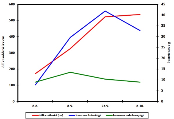 Graf 4: Dynamika růstu čistce bahenn&iacute;ho sklizni obilnin