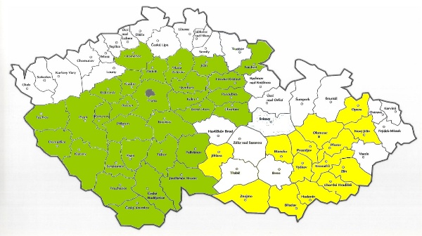 Mapa odběru vzorků rostlin na testy životaschopnosti - syst&eacute;m MSD Čechy, Morava, Slezsko
